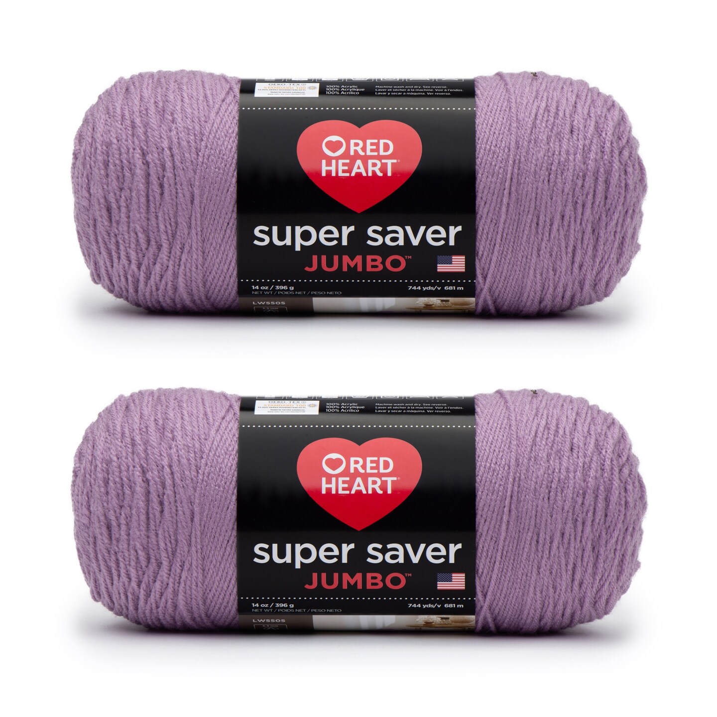 Red Heart Super Saver Jumbo Orchid Yarn - 2 Pack of 396g/14oz - Acrylic - 4 Medium (Worsted) - 744 Yards - Knitting/Crochet