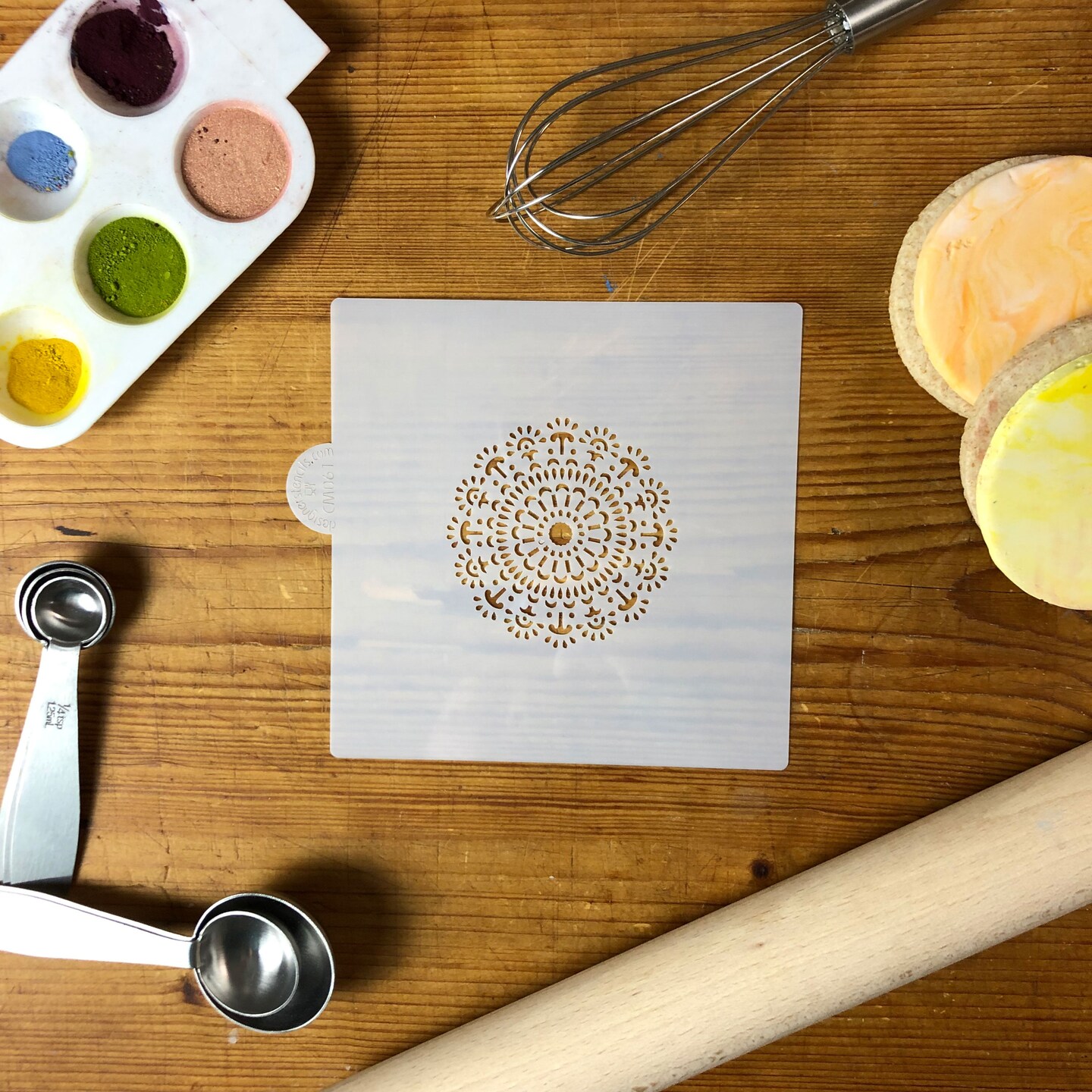 Mandala #4 Cookie & Craft Stencil | CM061 by Designer Stencils | Cookie Decorating Tools | Baking Stencils for Royal Icing, Airbrush, Dusting Powder | Craft Stencils for Canvas, Paper, Wood | Reusable Food Grade Stencil