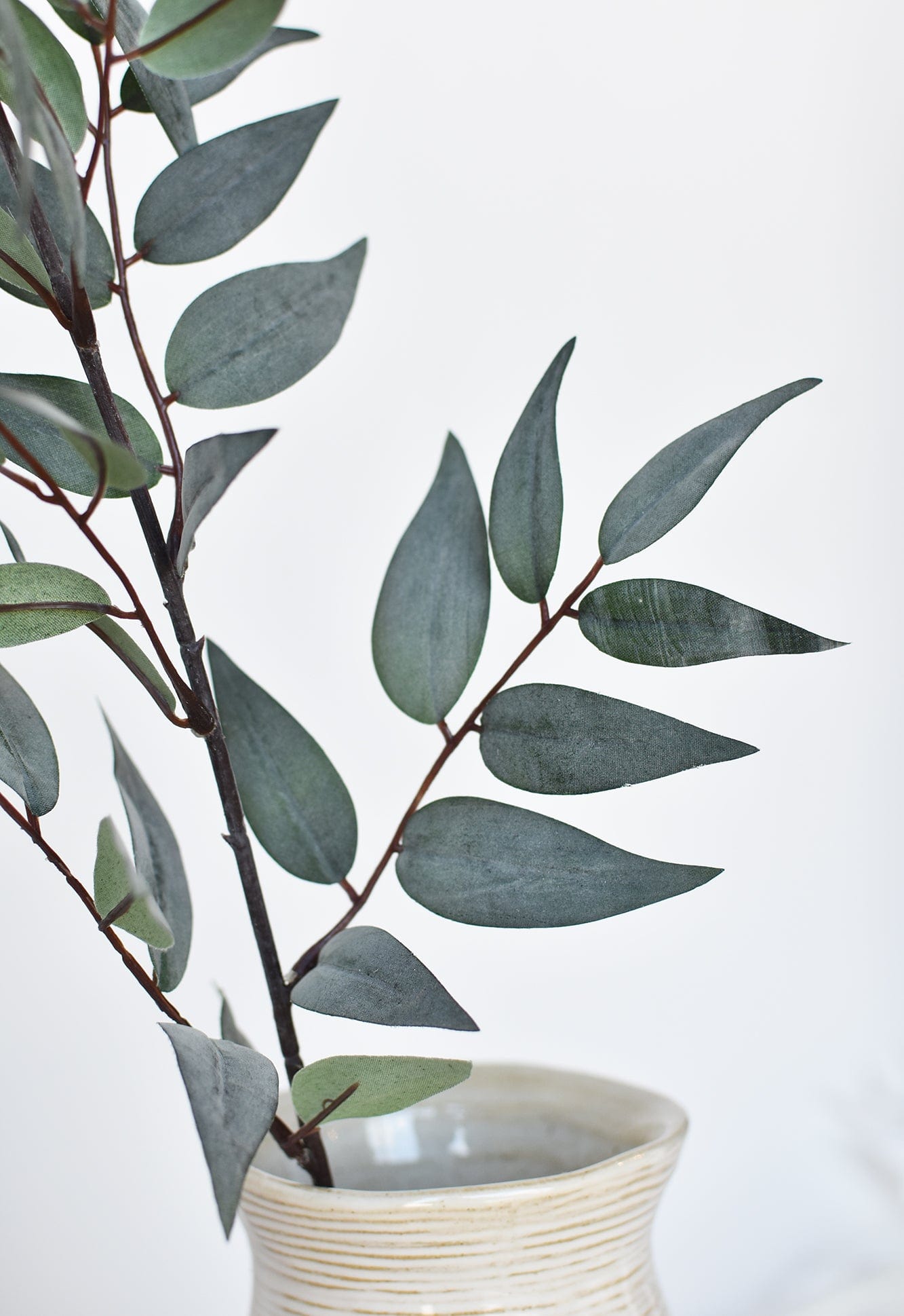 36&#x22; Faux Dark Green/Gray Ruscus Leaf Stem