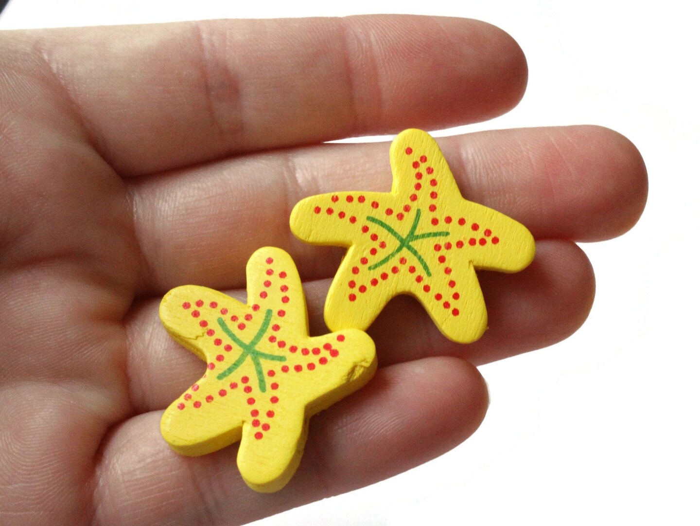 15 28mm Yellow Wood Starfish Beads Loose Wooden Star Beads