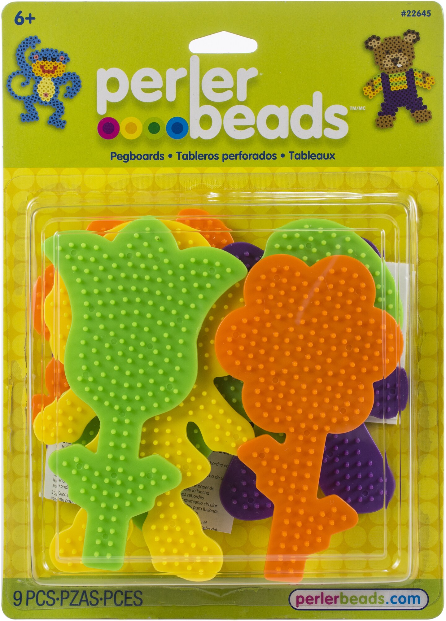 Perler Fuse Bead Pegboards: Boy, Girl, Bear, Monkey, Butterfly, Flowers, 7  Pieces 