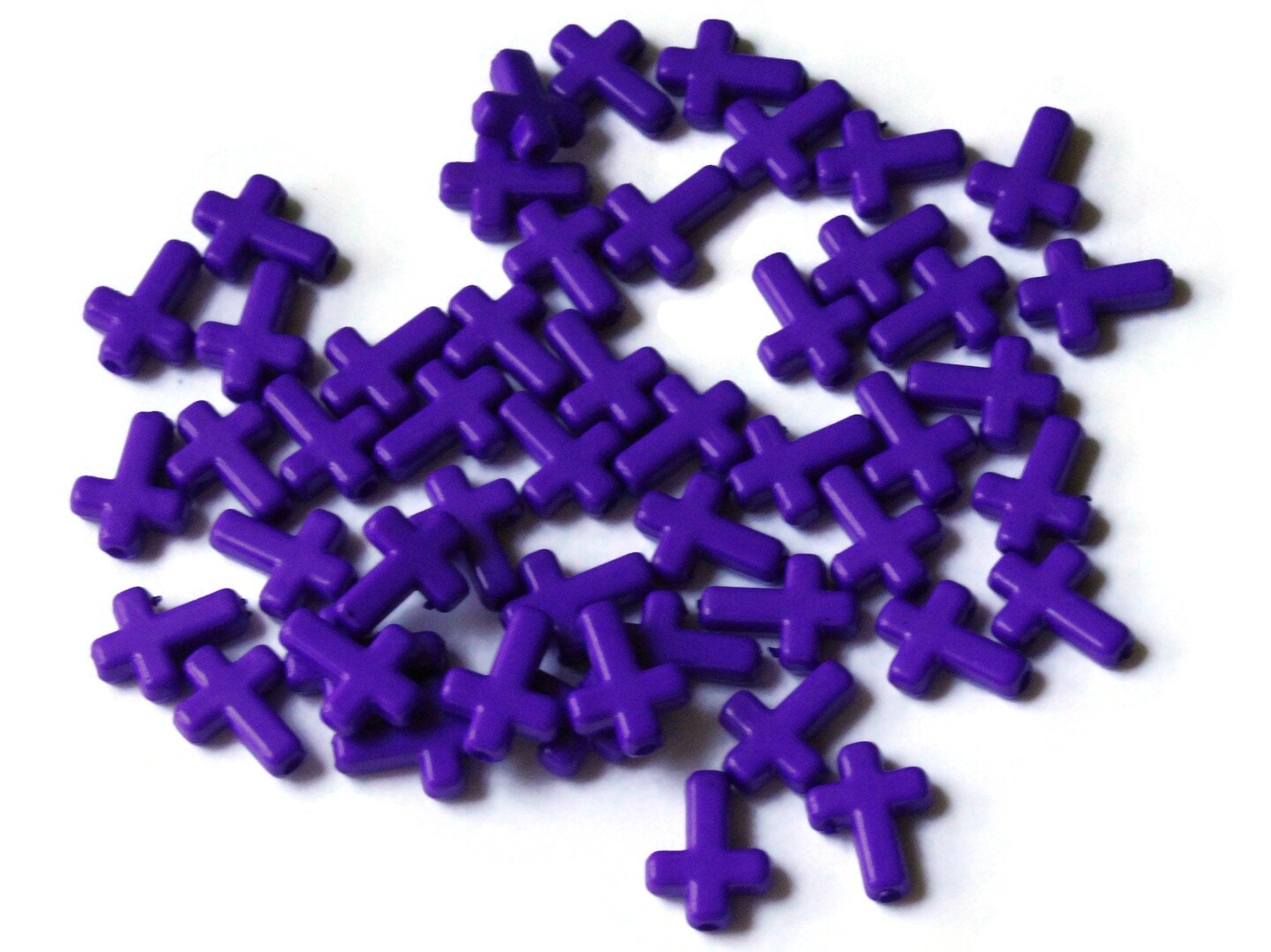 50 16mm Purple Plastic Cross Beads Christian Beads
