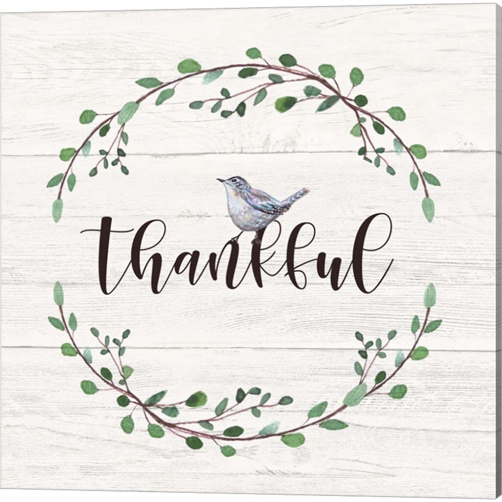 Thankful & Grateful Signs by Elizabeth Tyndall 14" x 14" Canvas Wall Art (Set of 2)