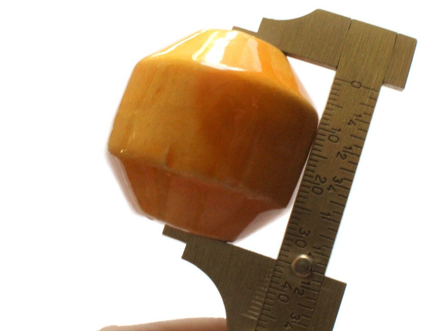 38mm Yellow Orange Banded Round Bead Vintage Macrame Ceramic Porcelain Bead