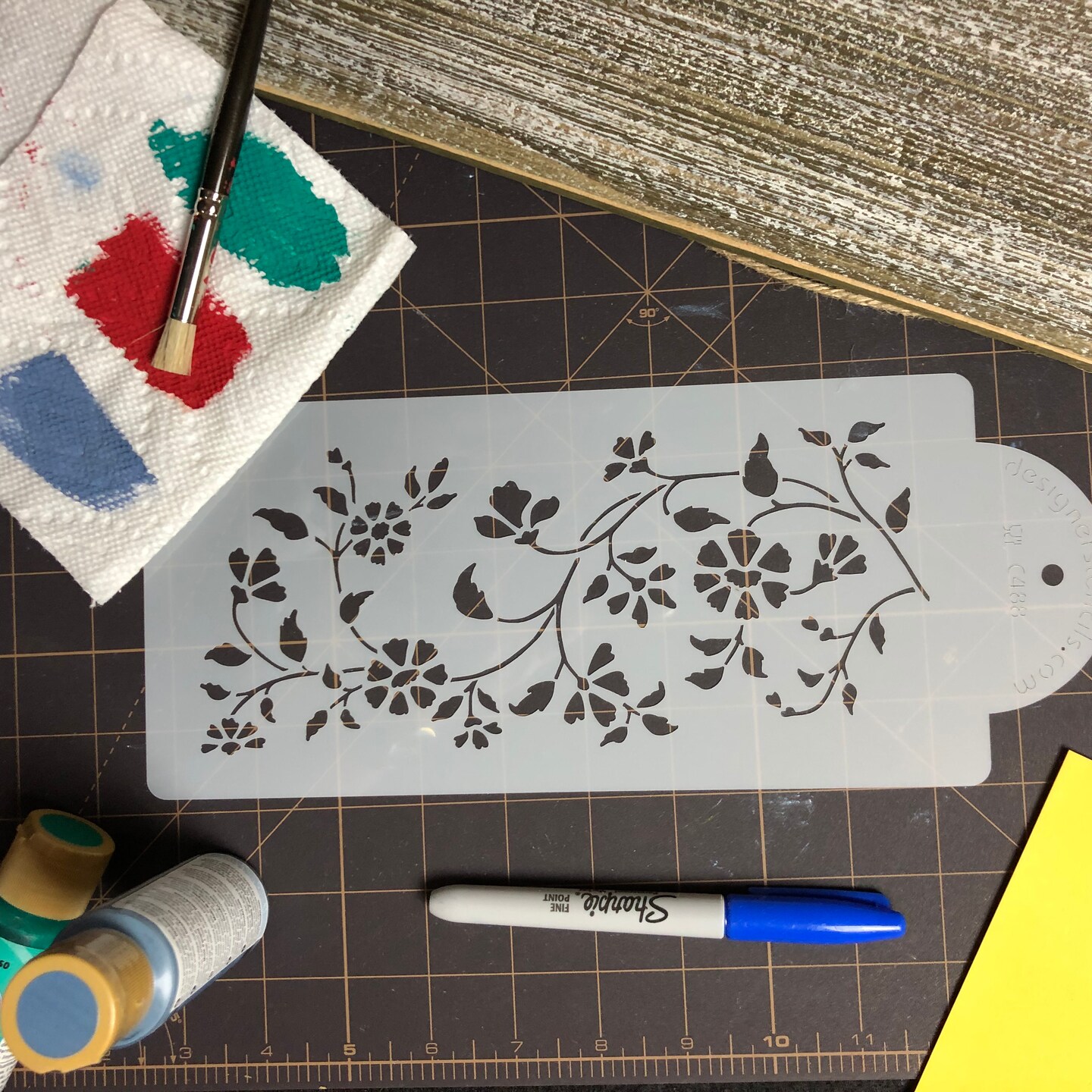 Chintz Floral Cake Stencil Side | C488 by Designer Stencils | Cake Decorating Tools | Baking Stencils for Royal Icing, Airbrush, Dusting Powder | Reusable Plastic Food Grade Stencil for Cakes | Easy to Use &#x26; Clean Cake Stencil
