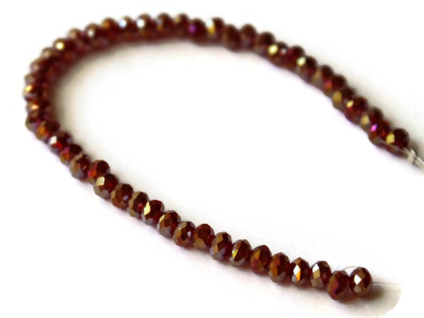 48 3mm x 4mm Red Crystal Faceted Rondelle Beads