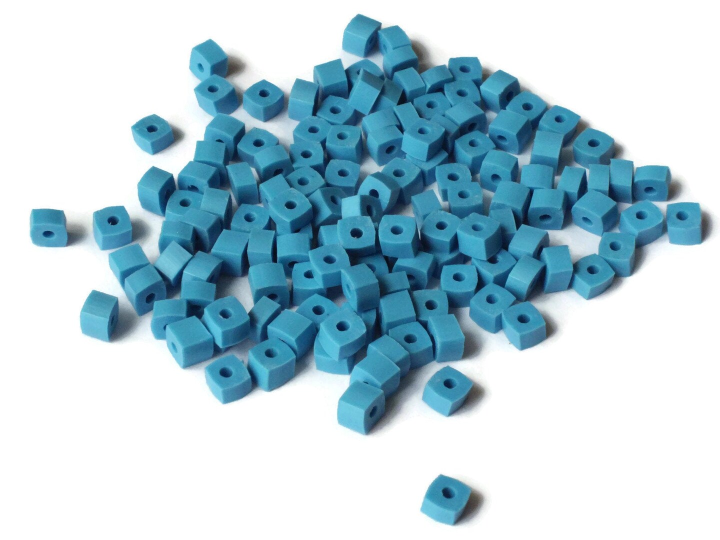 125 5mm Blue Square Beads Small Cube Beads Vintage Plastic Spacer Beads