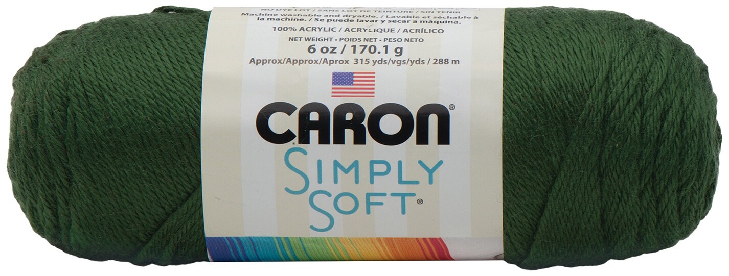 Caron Simply Soft Dark Sage Yarn 3 Pack of 170g/6oz Acrylic 4