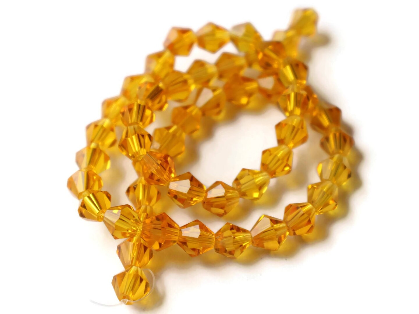 50 6mm Orange Crystal Beads Faceted Bicone Beads Full Strand Spacer Beads