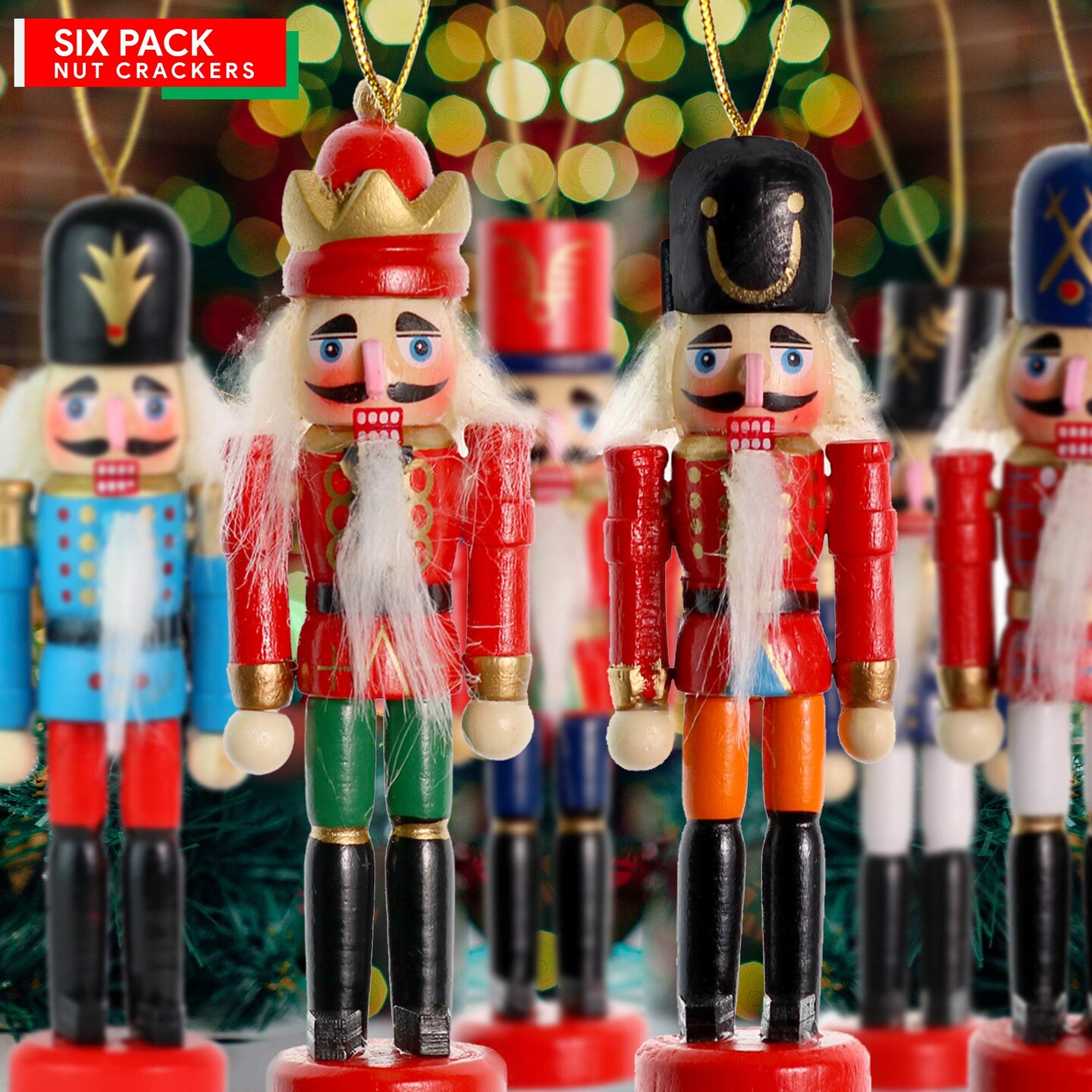 Ornativity Nutcrackers Hanging Ornament Figures - Christmas Mini Wooden King and Soldier Nutcracker