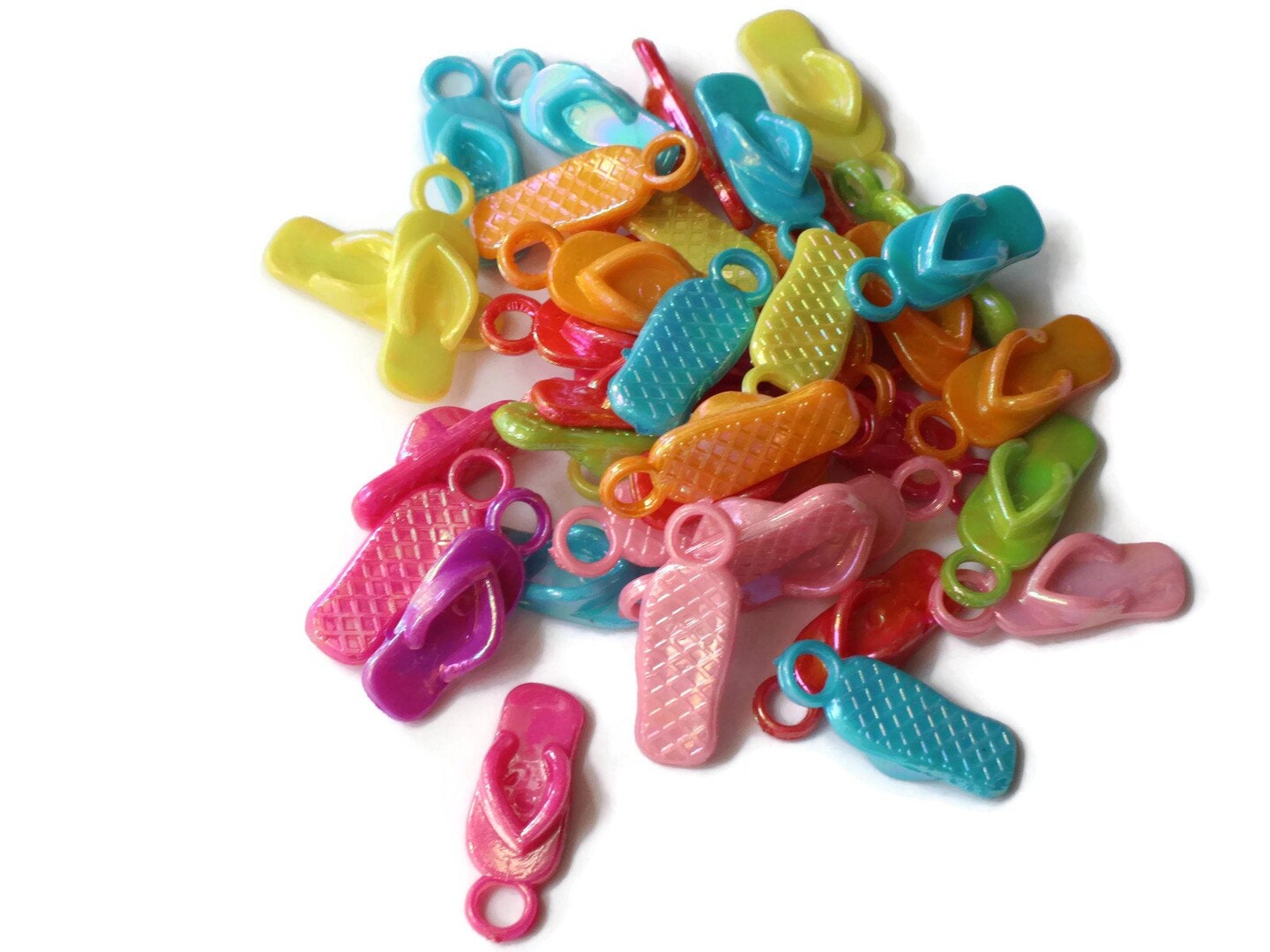 40 22mm Flip Flop Charms Mixed Color Sandal Charms Miniature Plastic Shoe Beads bI2