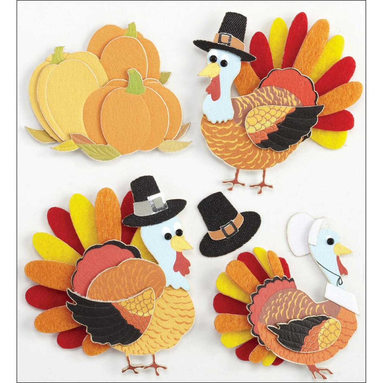 Jolee&#x27;s Boutique Turkey Characters Dimensional Scrapbook Stickers