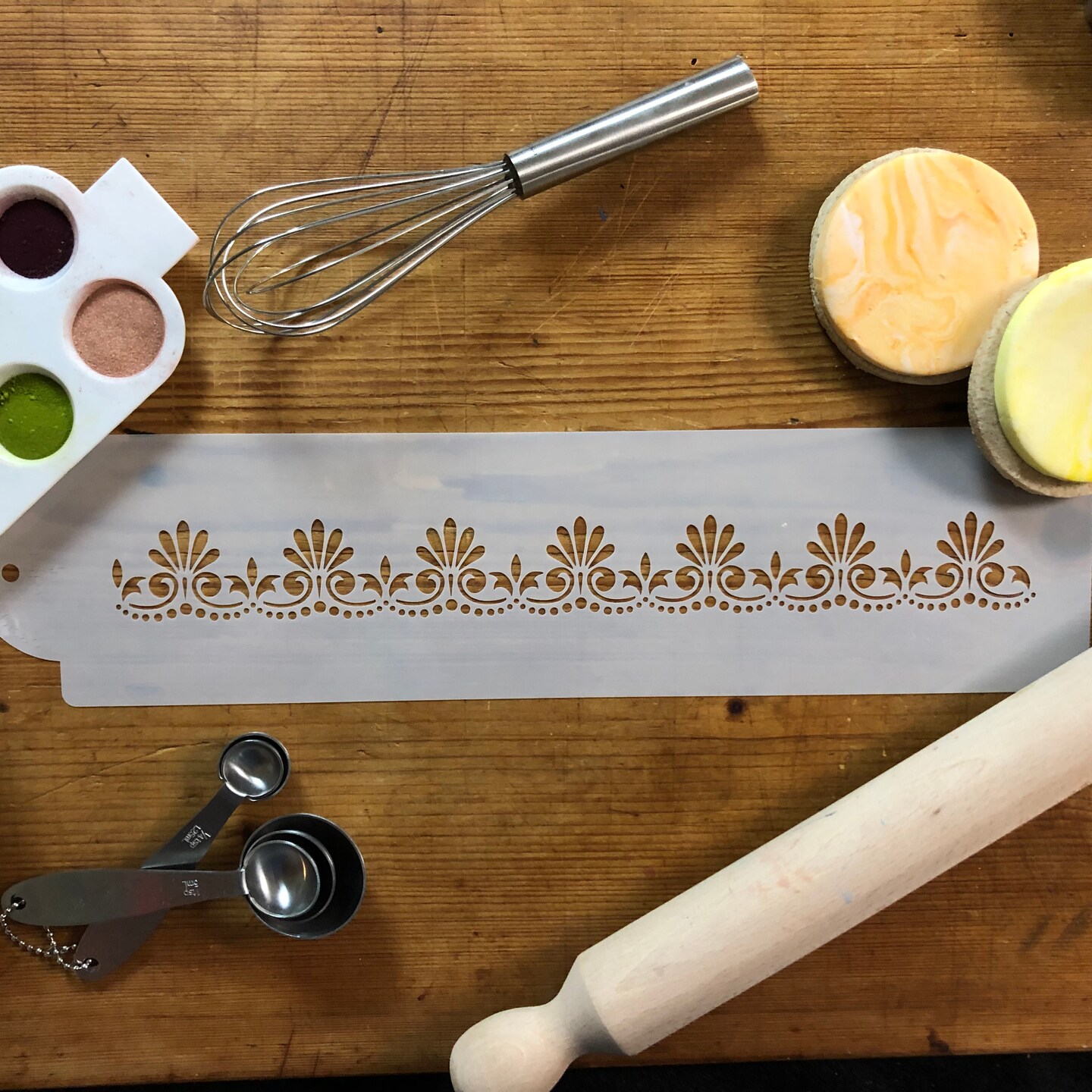 Fleur De Lis Cake Stencil Side #3 | C491 by Designer Stencils | Cake Decorating Tools | Baking Stencils for Royal Icing, Airbrush, Dusting Powder | Reusable Plastic Food Grade Stencil for Cakes | Easy to Use &#x26; Clean Cake Stencil