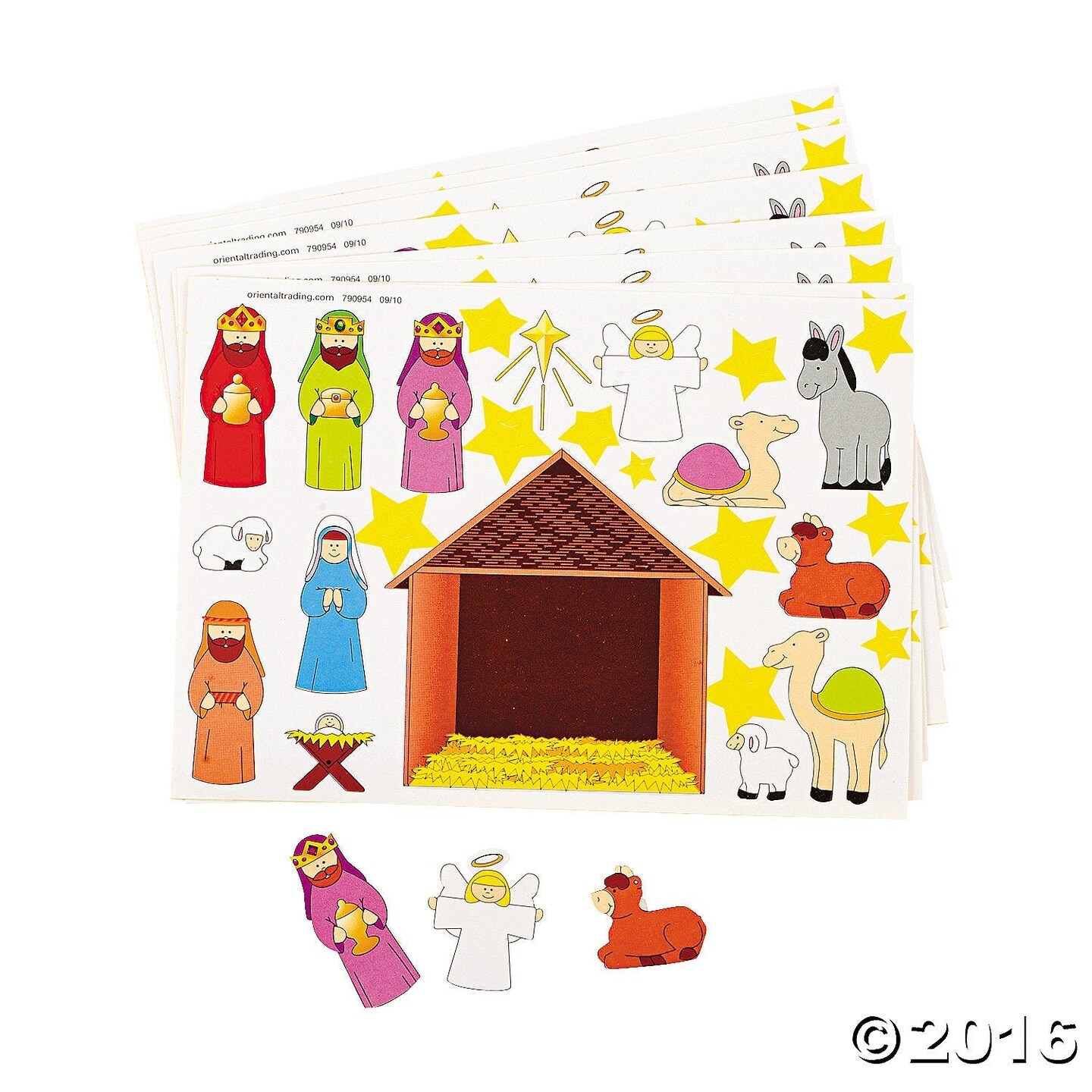 Fun Express 2 Dozen (24) Make a Nativity Scene Sticker Sheets Religious Education - VBS Christmas Party Classroom Activity Favors - Holiday by OTC