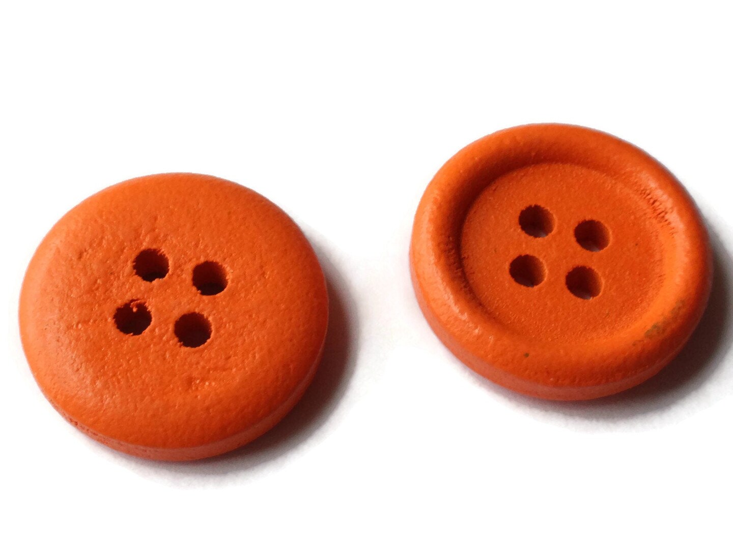 20 18mm Orange Wood 4 Hole Round Buttons Loose Wooden Buttons