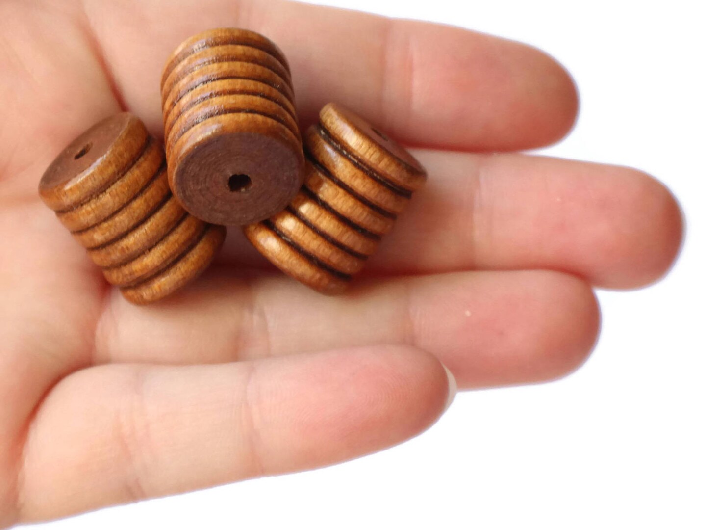 8 20mm Vintage Brown Striped Wood Tube Beads