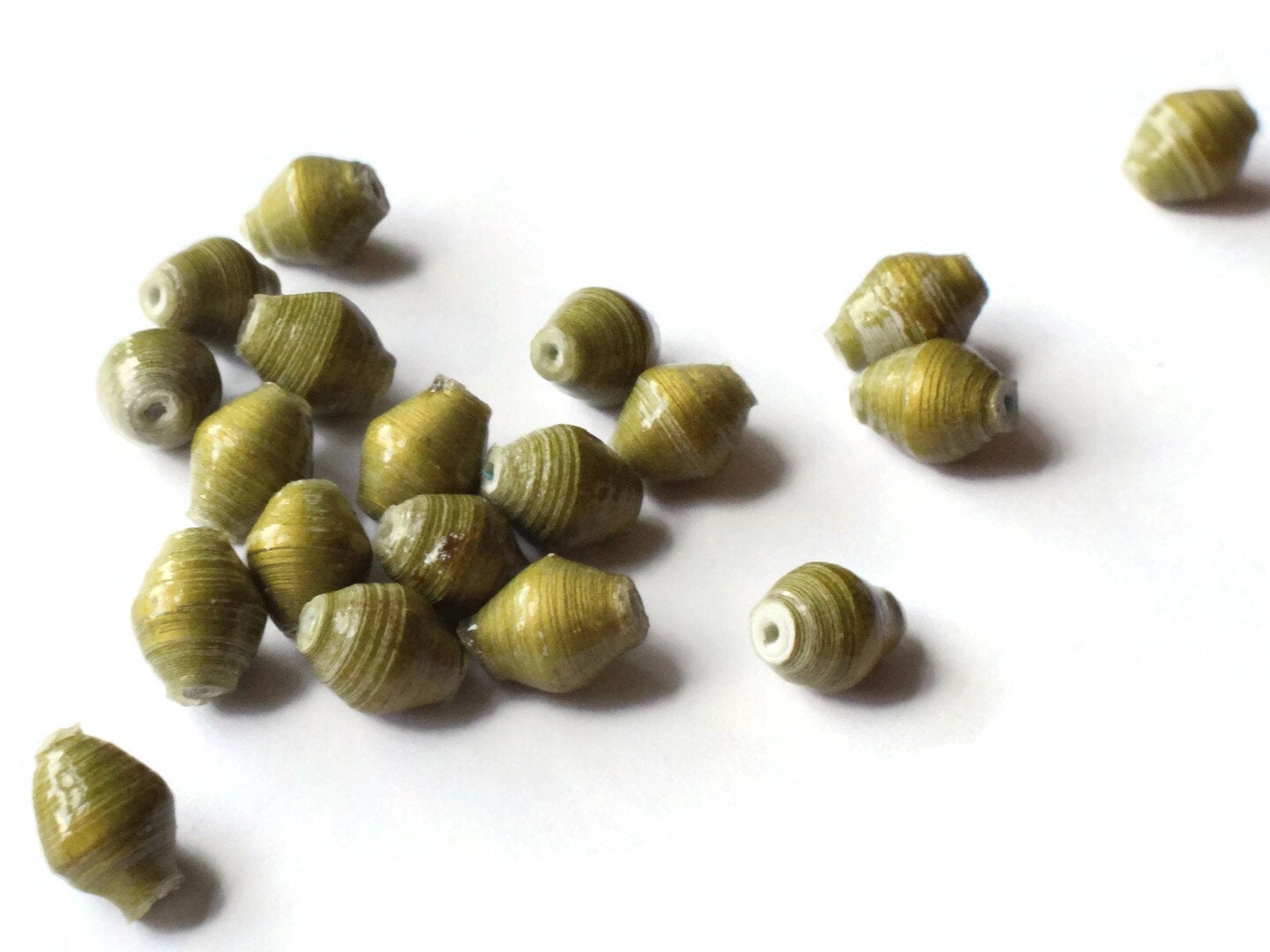 10 10mm Olive Green Ugandan Paper Beads - Fair Trade Beads
