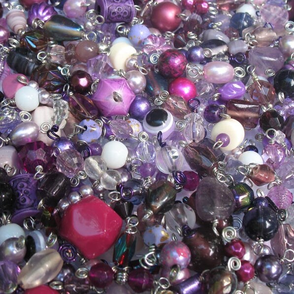 Bulk Bead Charms Grab Bag in Blue, Green & Purple, 100 piece Dangle Charm Pack, Adorabilities