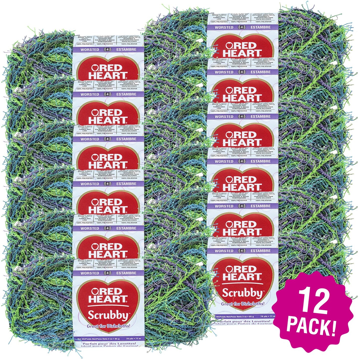 Multipack of 12 - Red Heart Scrubby Yarn-Capri