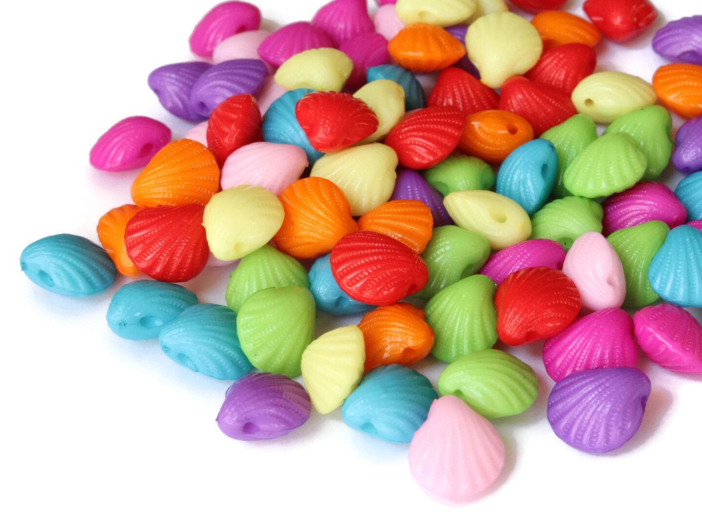 62 12mm Mixed Color Plastic Oyster Shell Beads