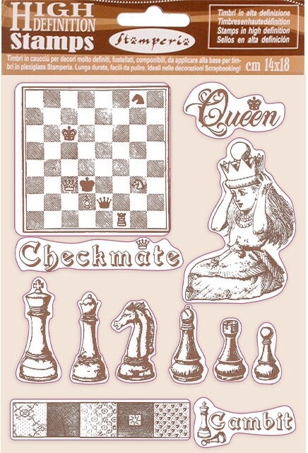 Stamperia Cling Rubber Stamp 5.5&#x22;X7&#x22;-Alice Checkmate