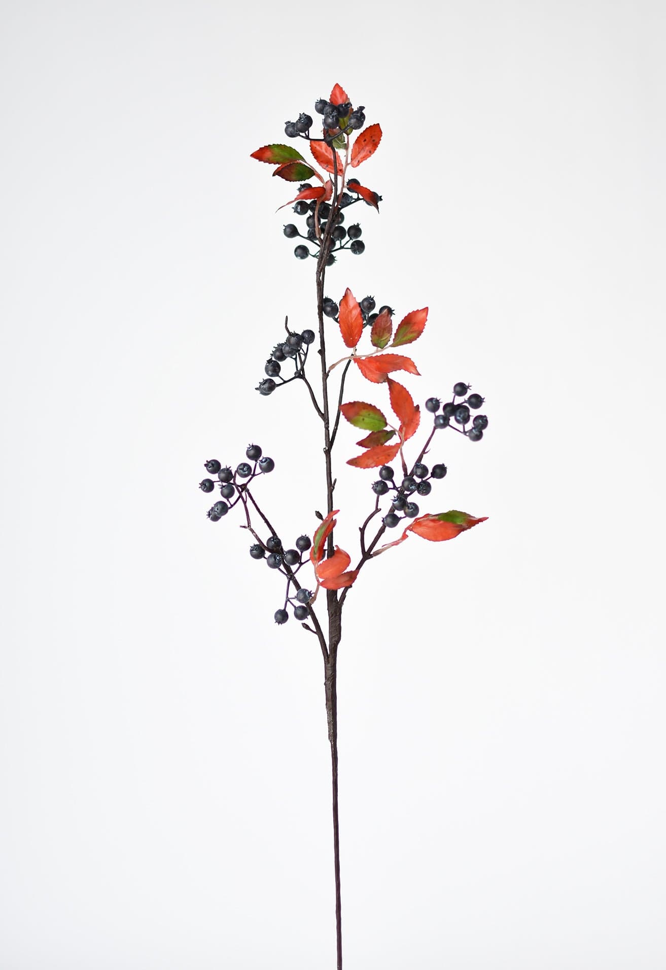 34&#x22; Faux Blue Berry w/ Red Foliage Stem