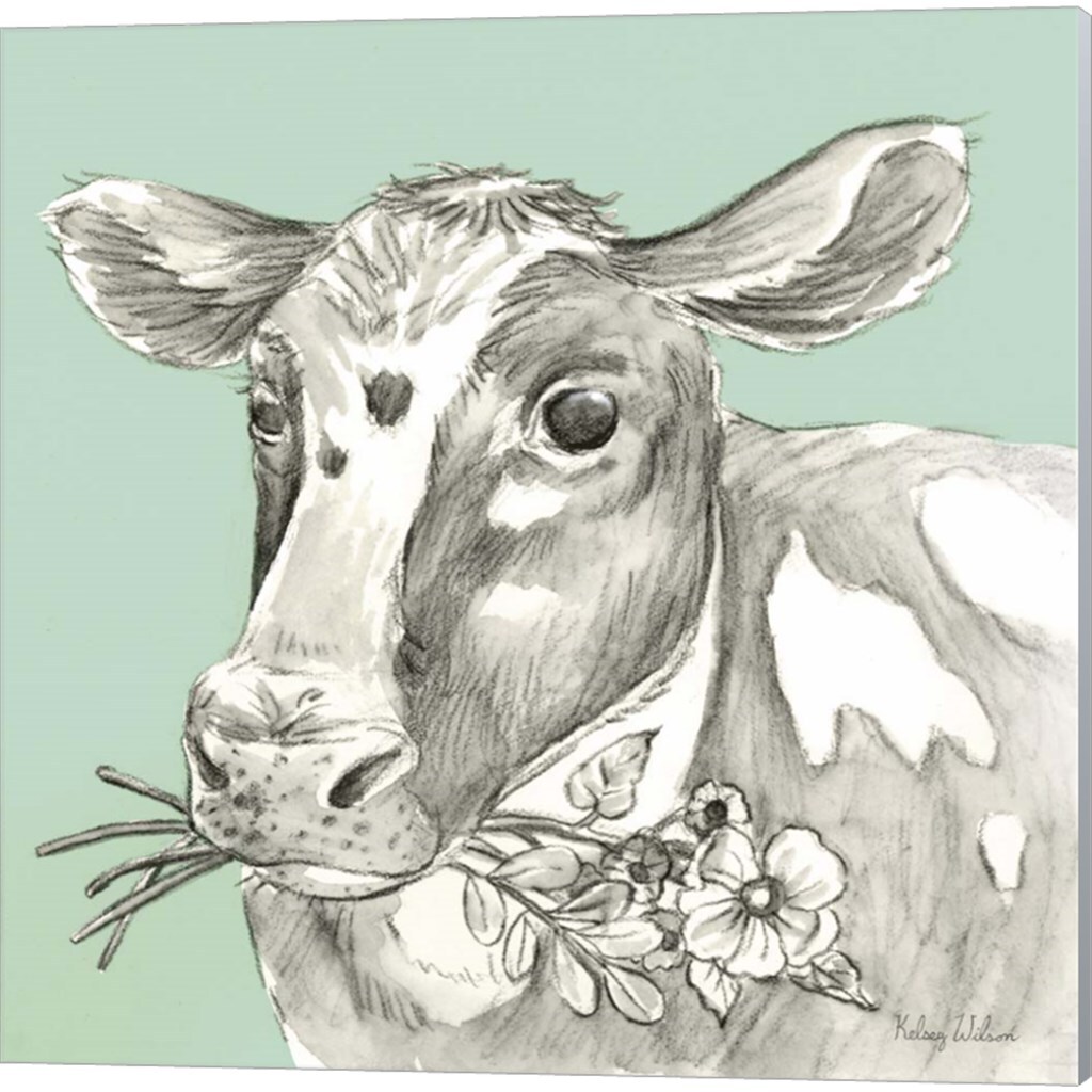 Cow &#x26; Horse by Kelsey Wilson 14&#x22; x 14&#x22; Canvas Wall Art (Set of 2)