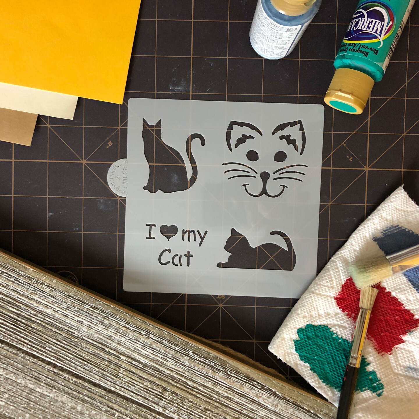 I Love My Cat Cookie &#x26; Craft Stencil | CM028 by Designer Stencils | Cookie Decorating Tools | Baking Stencils for Royal Icing, Airbrush, Dusting Powder | Craft Stencils for Canvas, Paper, Wood | Reusable Food Grade Stencil