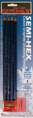 Semi-Hex Graphite Pencil 6Pc Set