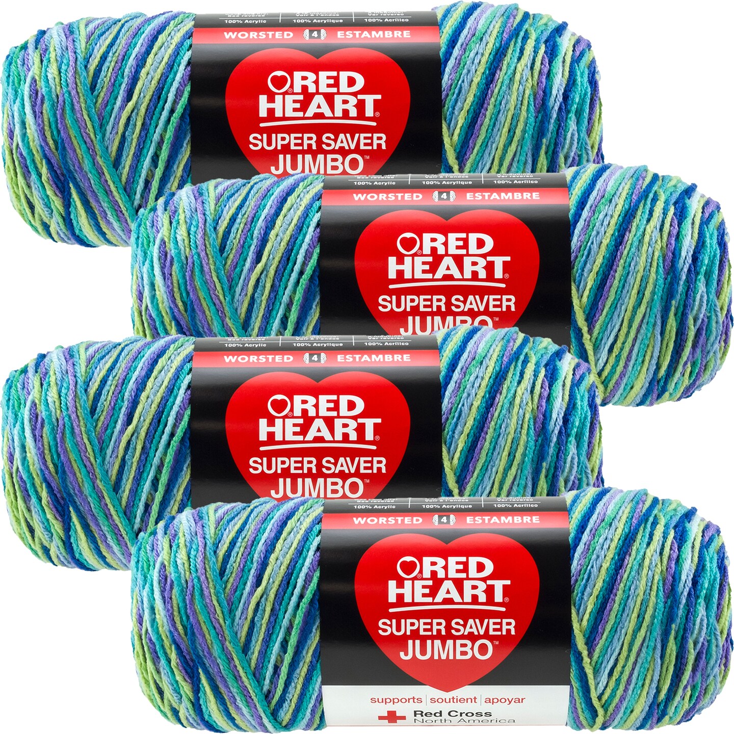 Multipack of 4 - Red Heart Super Saver Jumbo Yarn-Wildflower
