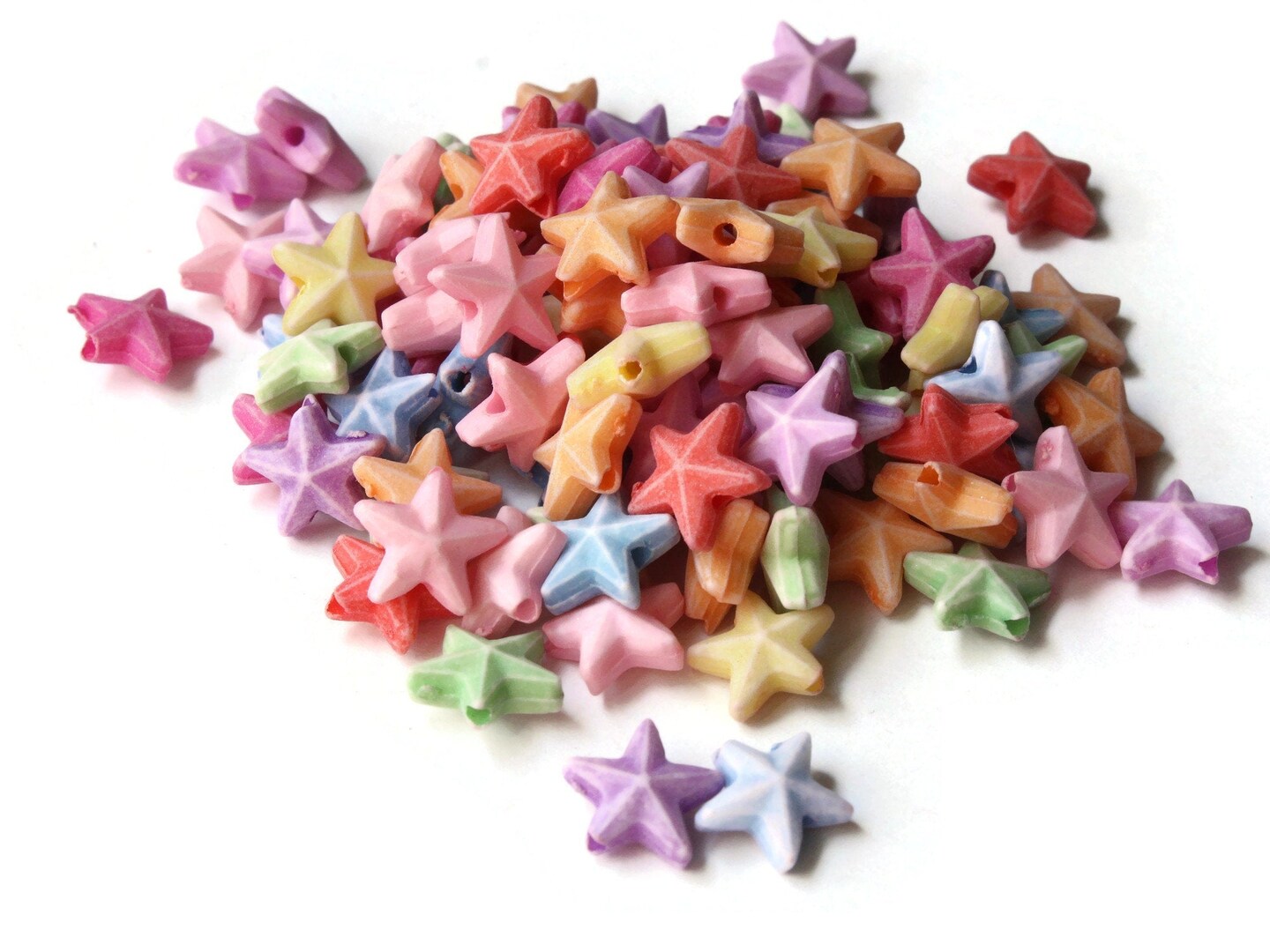 100 10mm Mixed Colors Plastic Star Beads Loose Miniature Celestial Beads