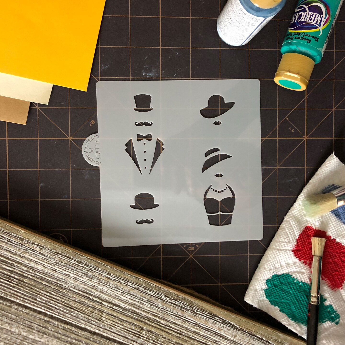 Fashion Couple Cookie &#x26; Craft Stencil | CM106 by Designer Stencils | Cookie Decorating Tools | Baking Stencils for Royal Icing, Airbrush, Dusting Powder | Craft Stencils for Canvas, Paper, Wood | Reusable Food Grade Stencil