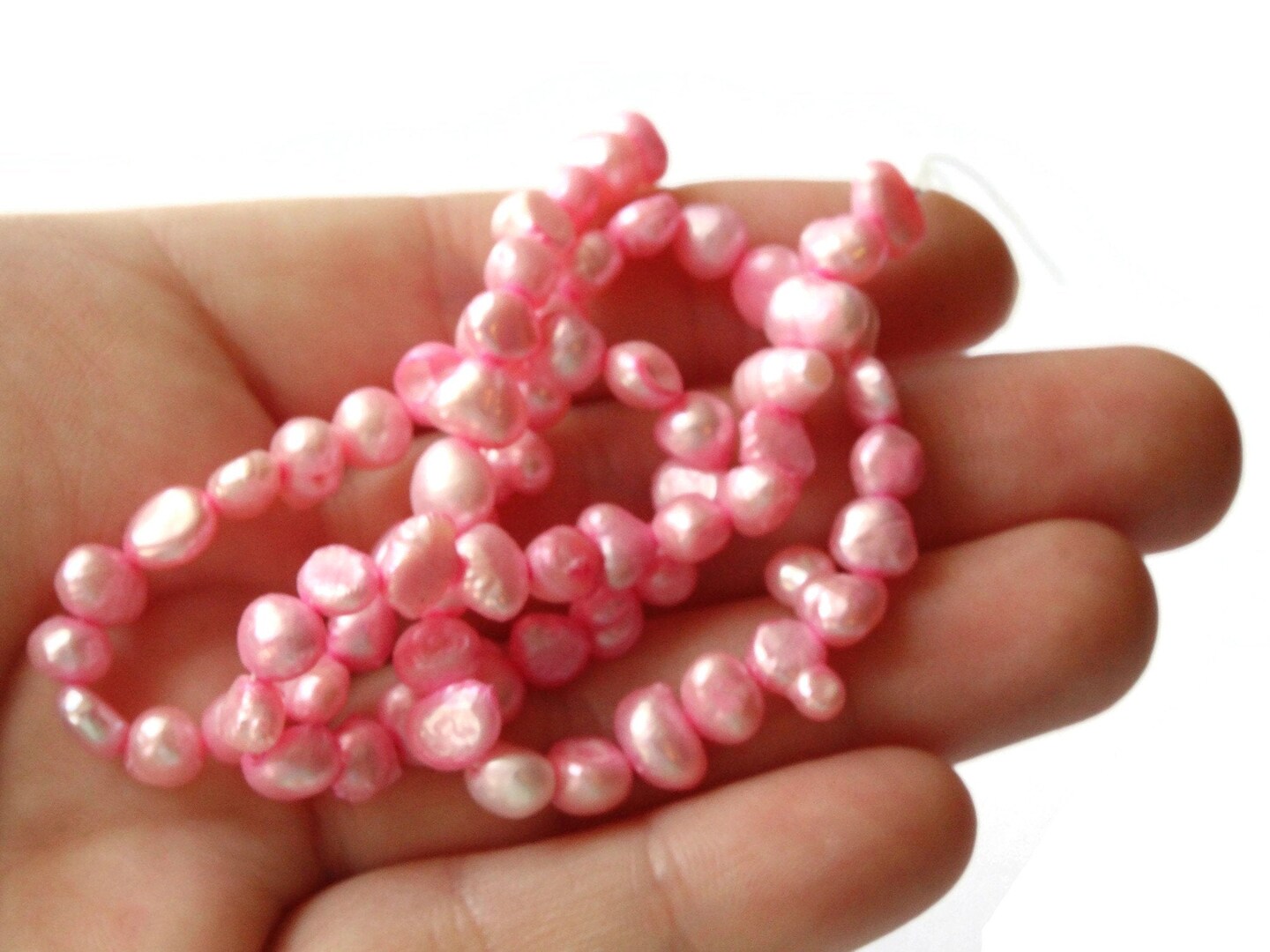 68 6mm Pink Natural Pearl Baroque Beads