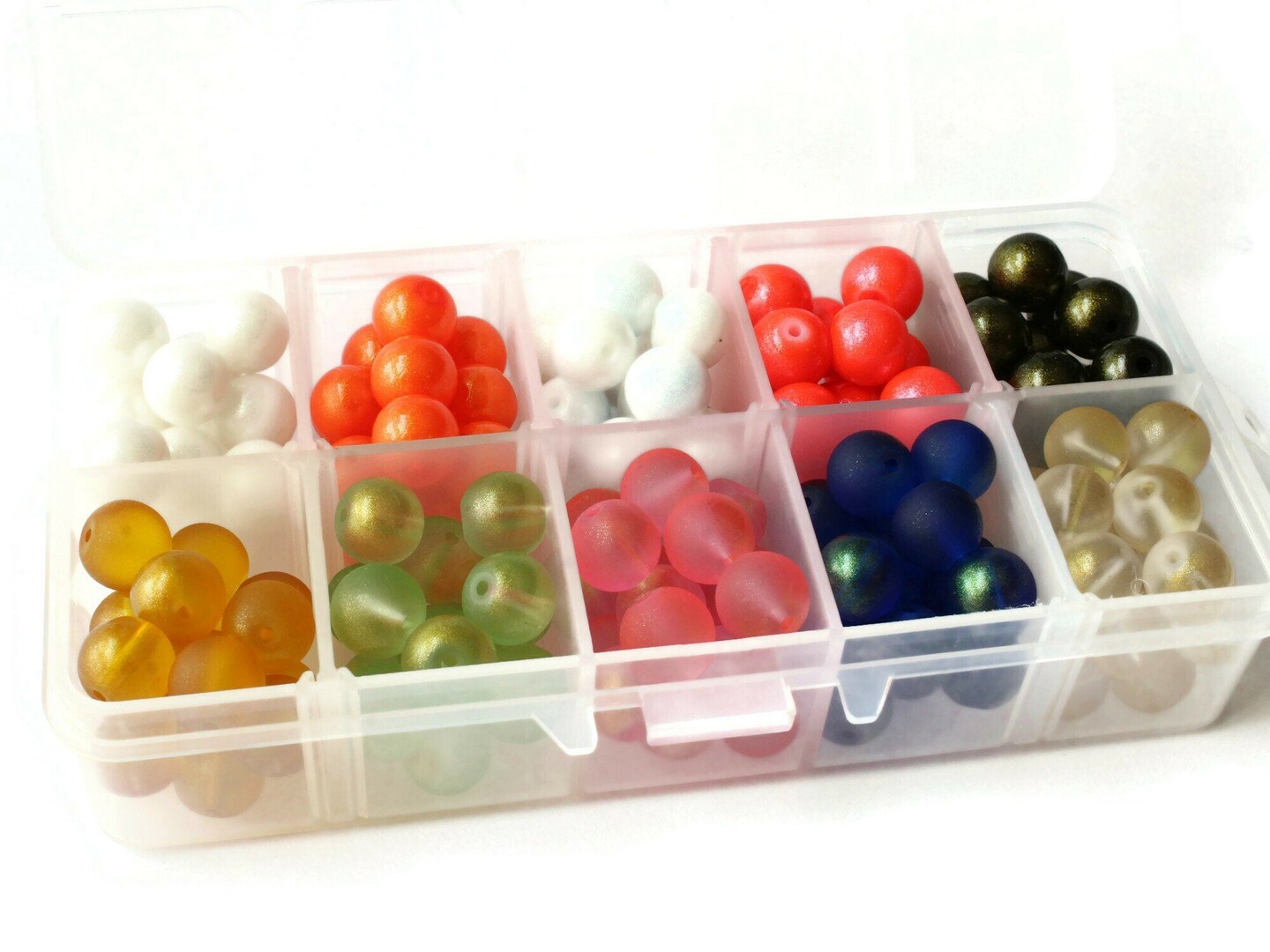 10 Colors 10mm Round Glass Mixed Color Beads Kit