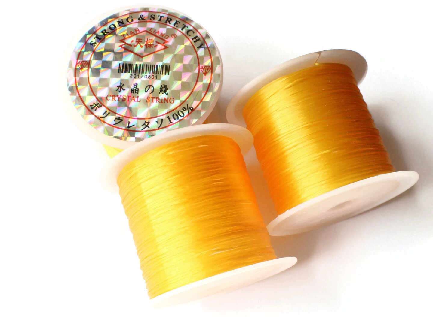 3 Rolls Thread Golden Yellow Elastic Cord 0.8mm Elastic Thread 10 Meters per roll