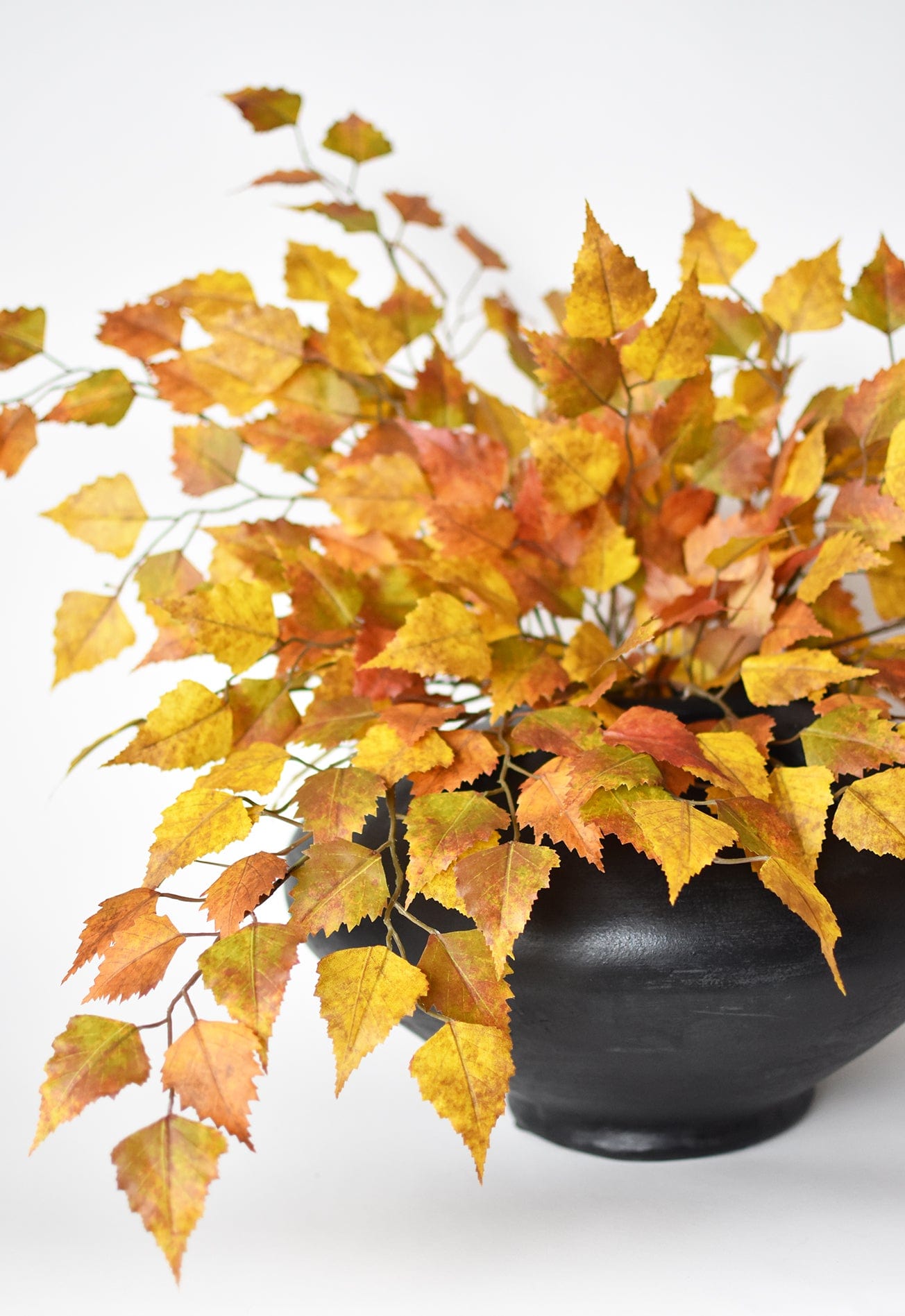 26&#x22; Faux Birch Leaf Stem Orange / Mustard / Yellow
