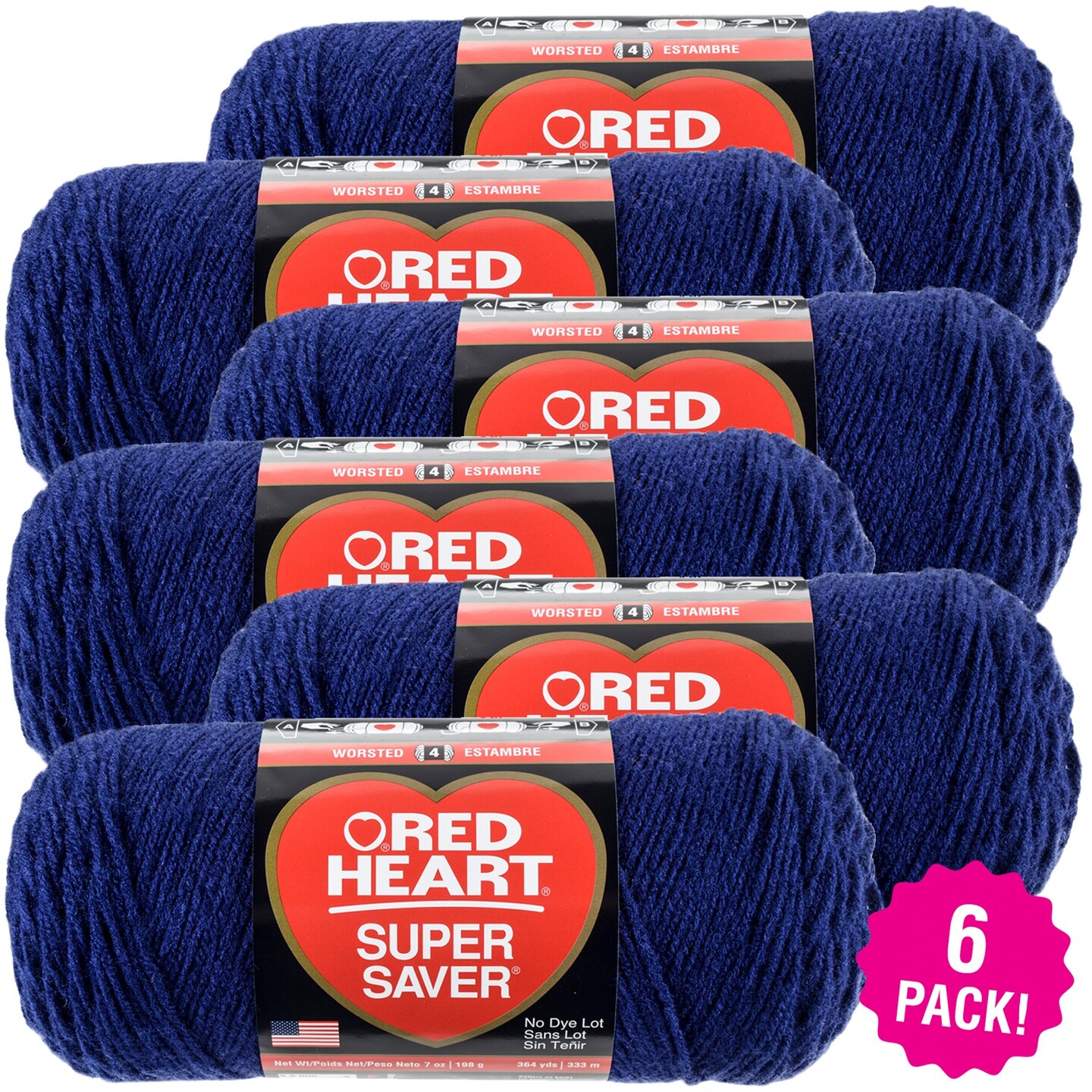 Multipack of 6 - Red Heart Super Saver Yarn-Soft Navy