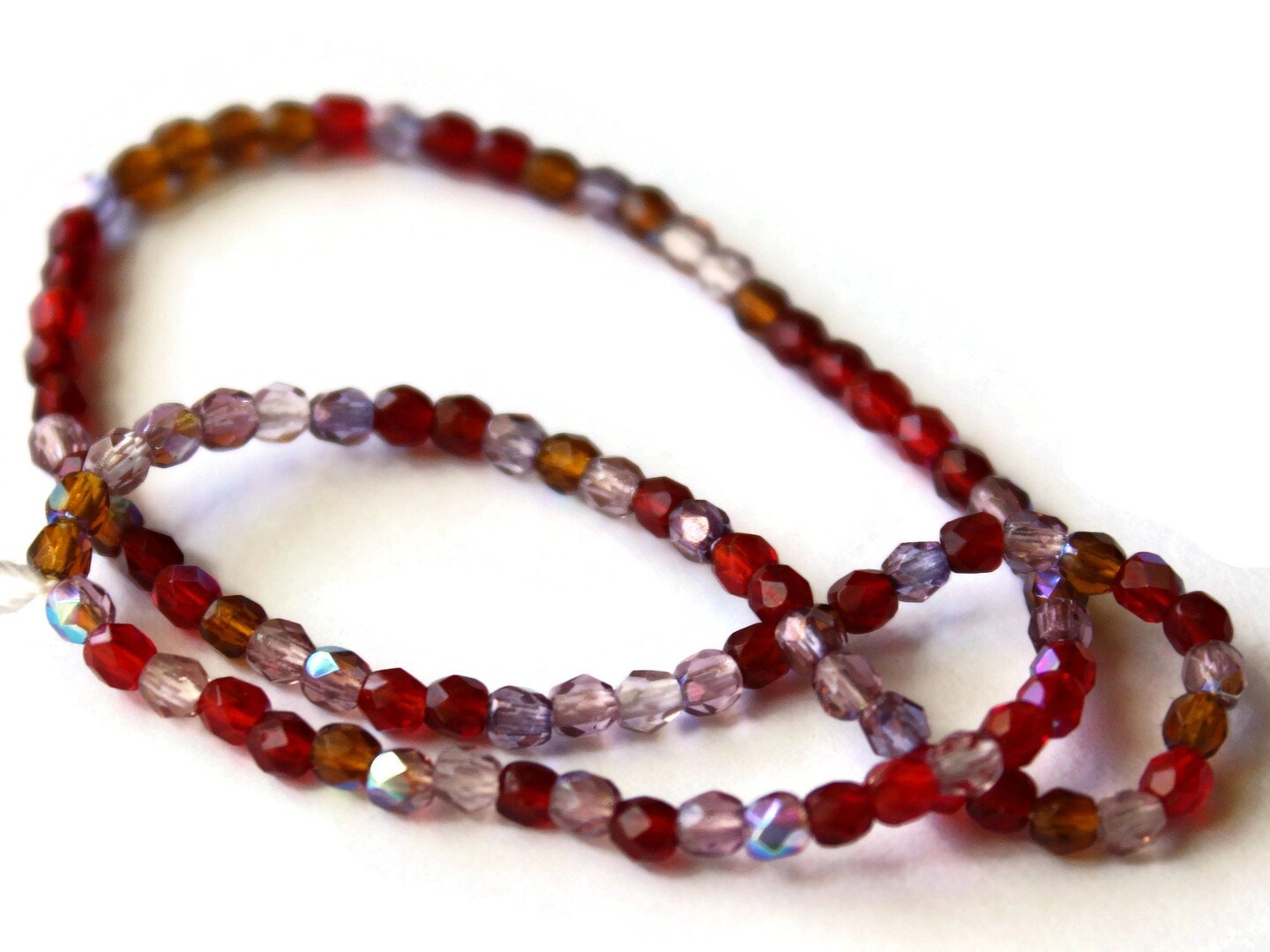 100 3mm Faceted Round Mixed Red and Purple Beads Crystal Beads