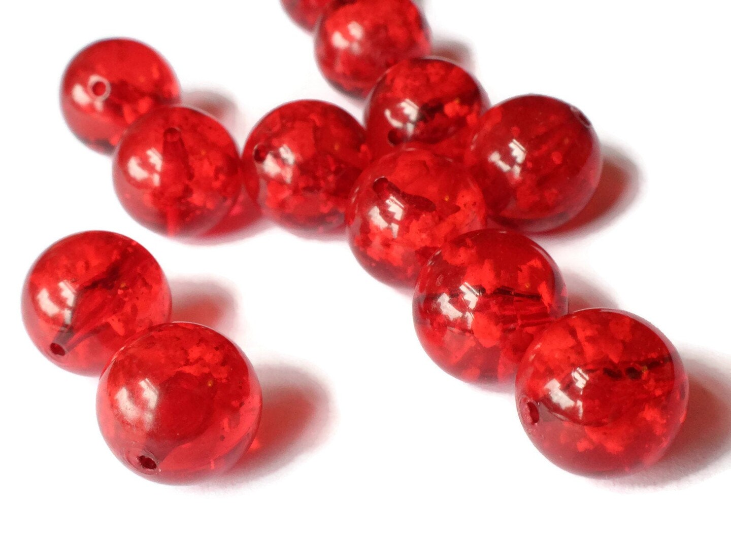 12 16mm Round Red Vintage Lucite Beads Transparent Ball Beads