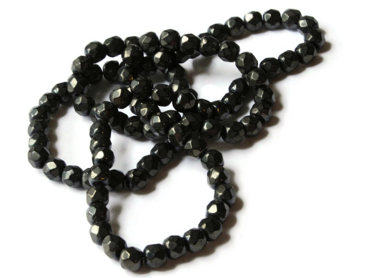 95 5.5mm Black Crystal Glass Faceted Round Beads