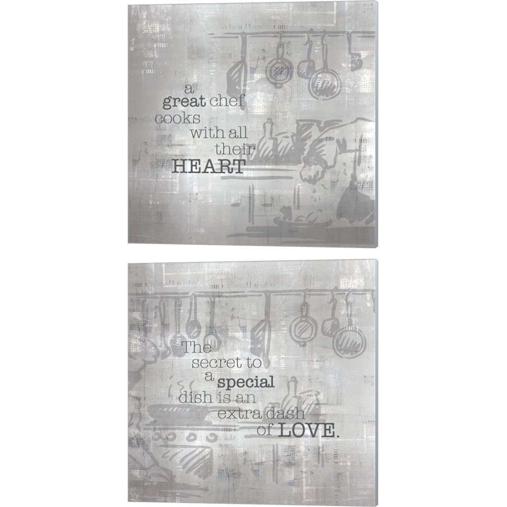 Textured Sentiment Kitchen by Lee C 14" x 14" Canvas Wall Art (Set of 2)