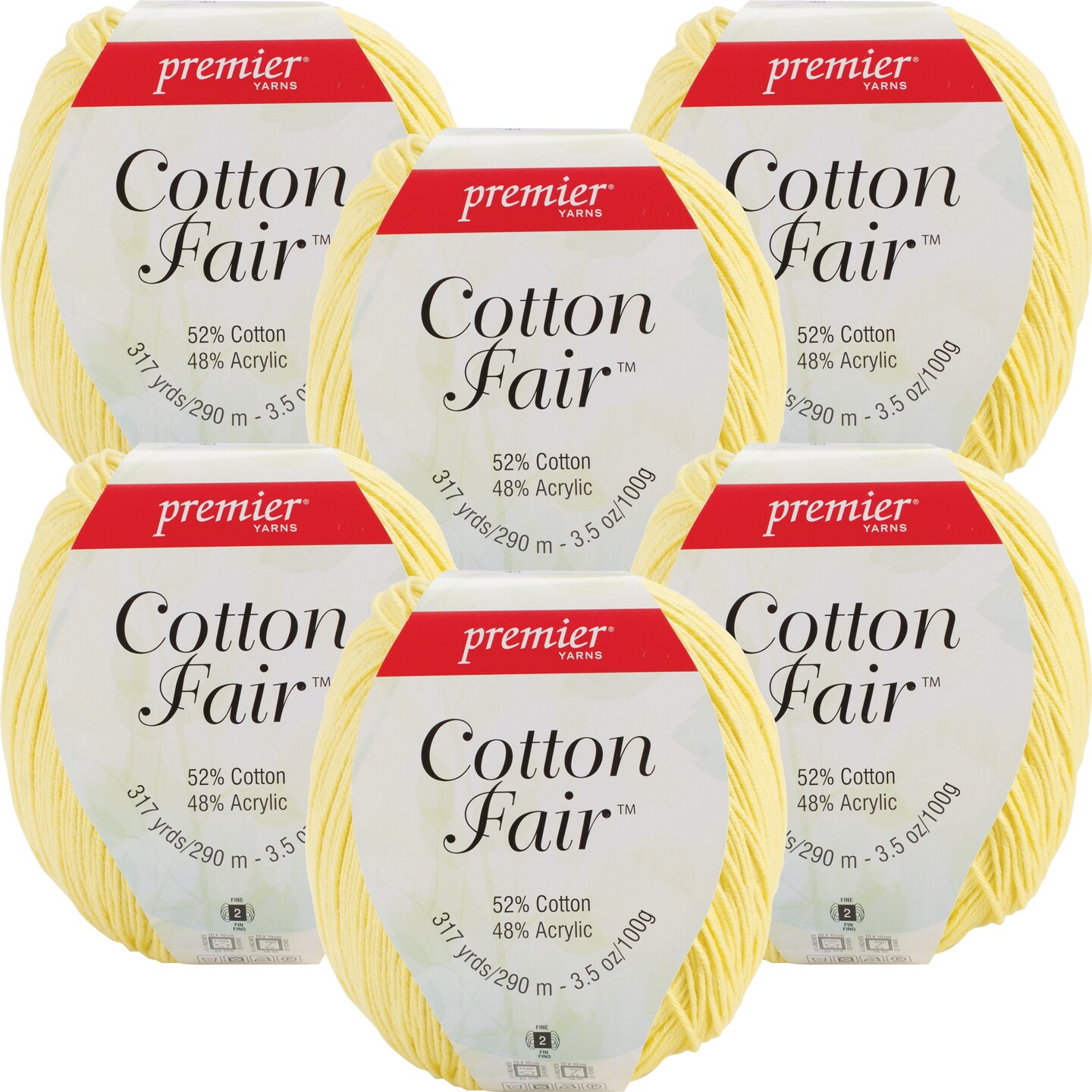 Multipack of 6 - Premier Yarns Cotton Fair Solid Yarn-Lemon Drops