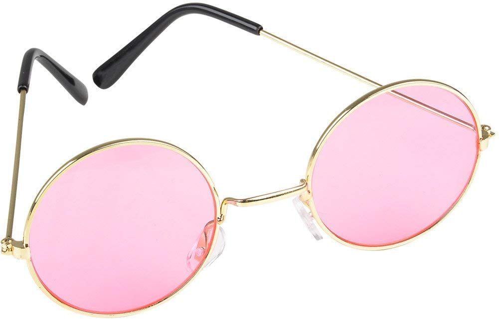 Rhode Island Novelty Round Color Lens Sunglasses 1 Pair of Pink Glasses