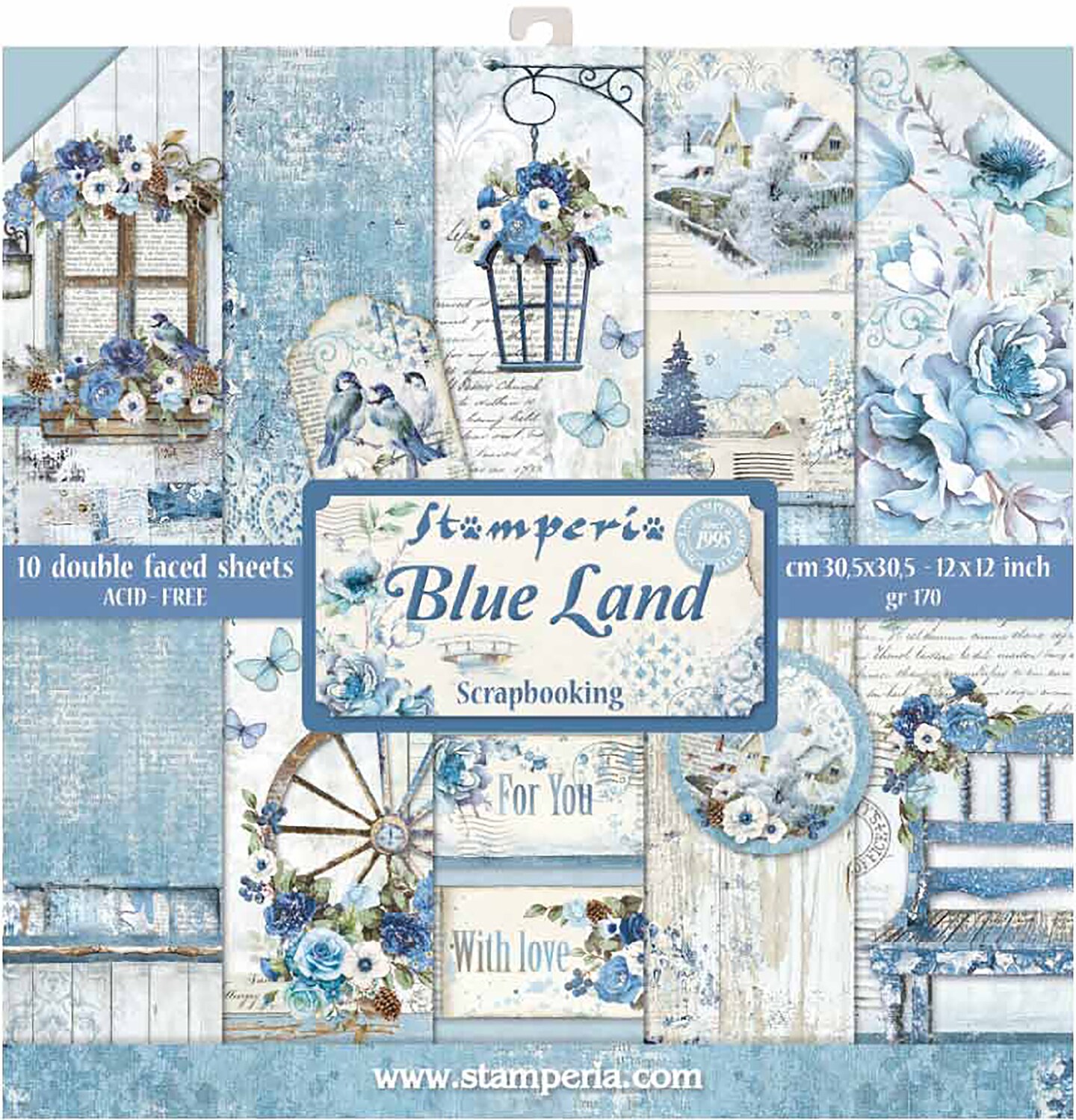 Stamperia Double-Sided Paper Pad 12"X12" 10/Pkg-Blue Land, 10 Designs/1 Each