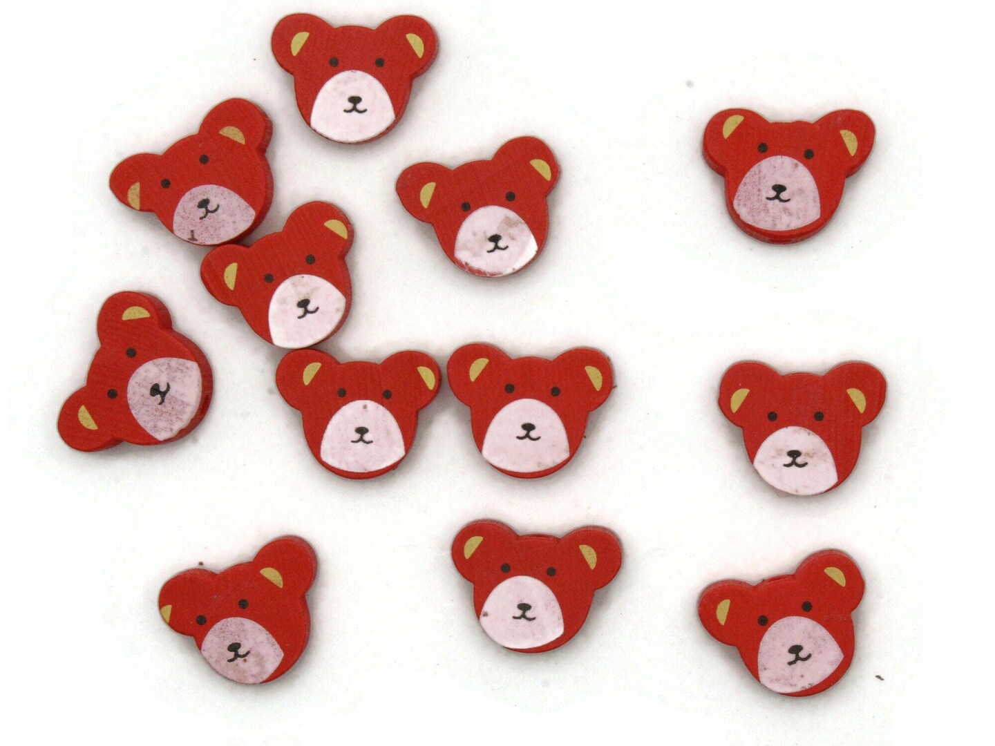 12 15mm Red Wooden Teddy Bear Beads