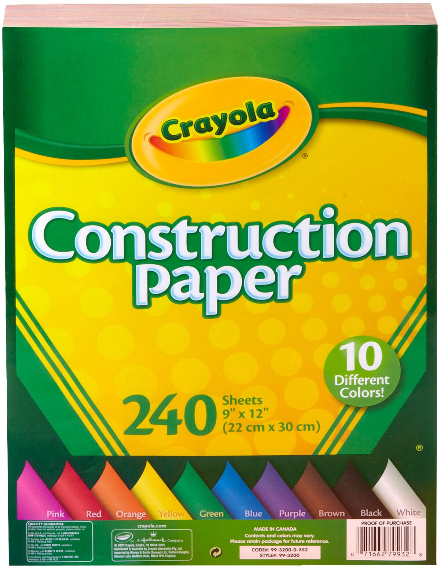 Multipack of 24 - Crayola Construction Paper Pad 9"X12"-240 Sheets