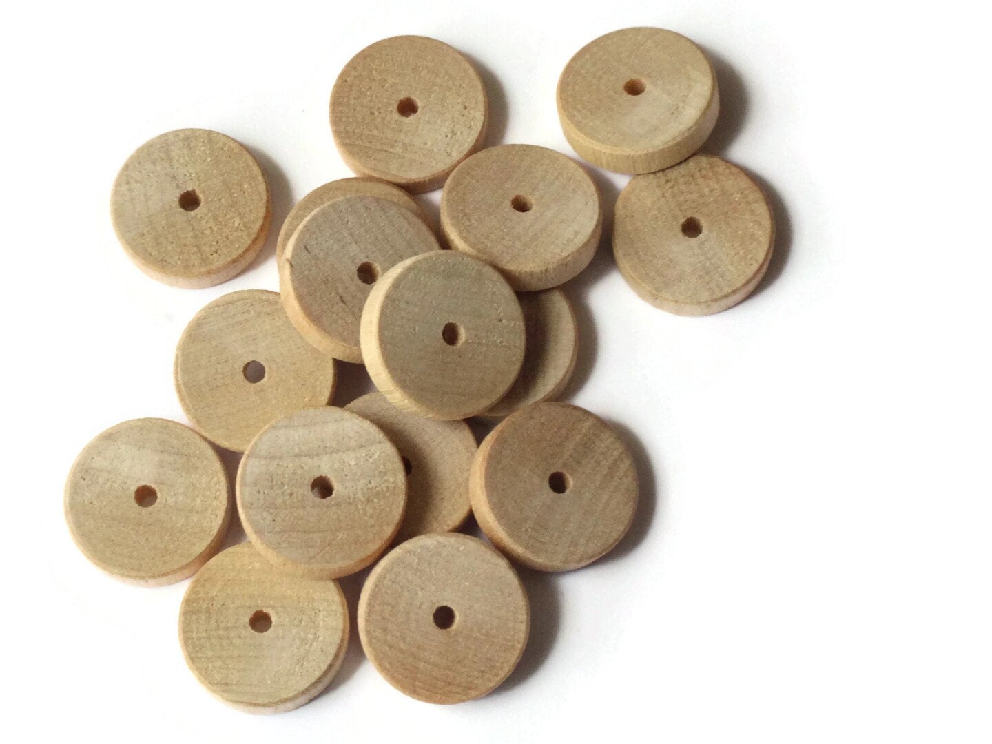 16 19mm Raw Wood Wheel Beads Wooden Disc Beads Light Brown Saucer Beads