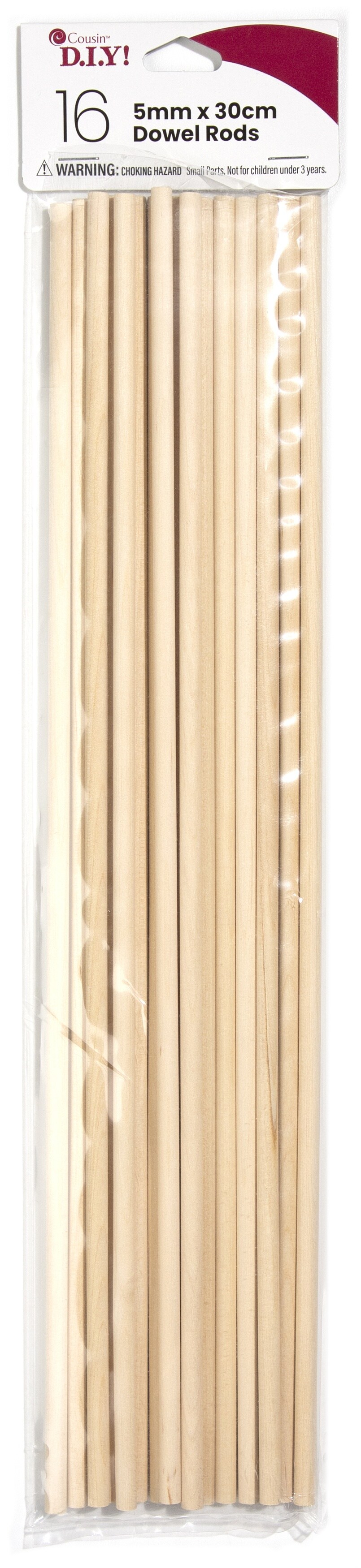 CousinDIY Dowel Rod 3/16&#x22;X12&#x22; 16/Pkg-Natural