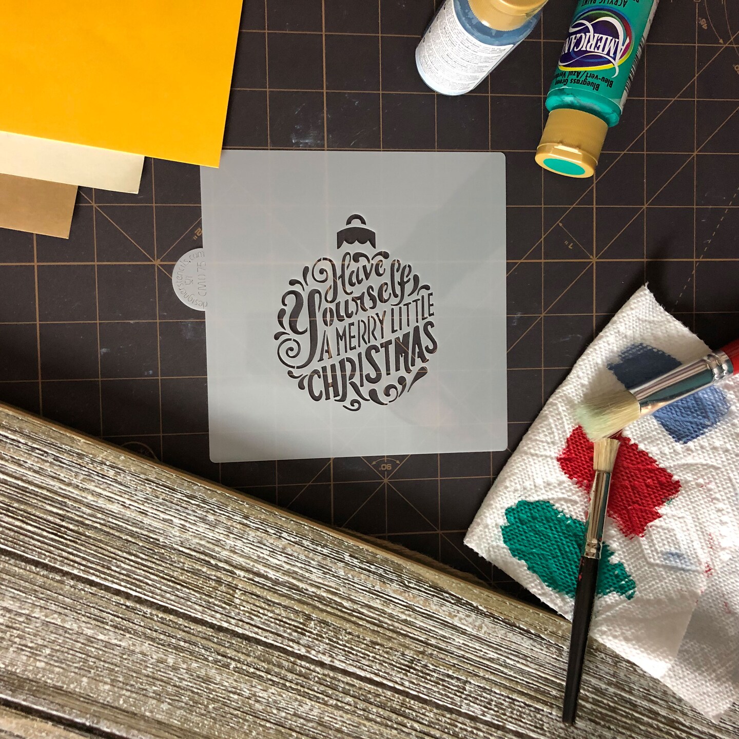 Merry Little Christams Cookie &#x26; Craft Stencil | CM075 by Designer Stencils | Cookie Decorating Tools | Baking Stencils for Royal Icing, Airbrush, Dusting Powder | Craft Stencils for Canvas, Paper, Wood | Reusable Food Grade Stencil