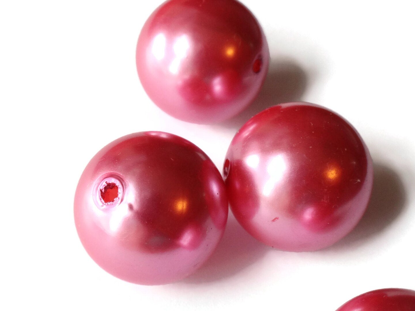 5 26mm Round Pink Pearls Faux Plastic Pearl Beads